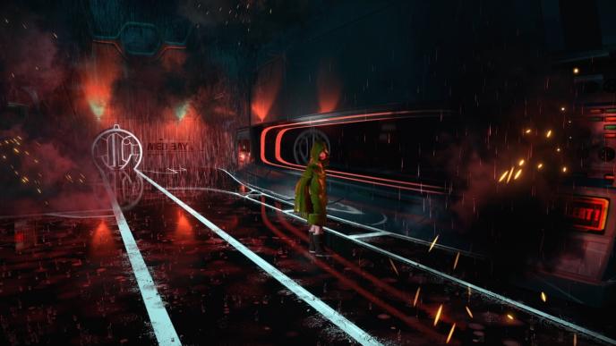 vr perspective of character dennis standing in a starship