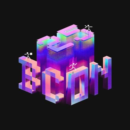 A full colour Blender Conference logo on a black background. 